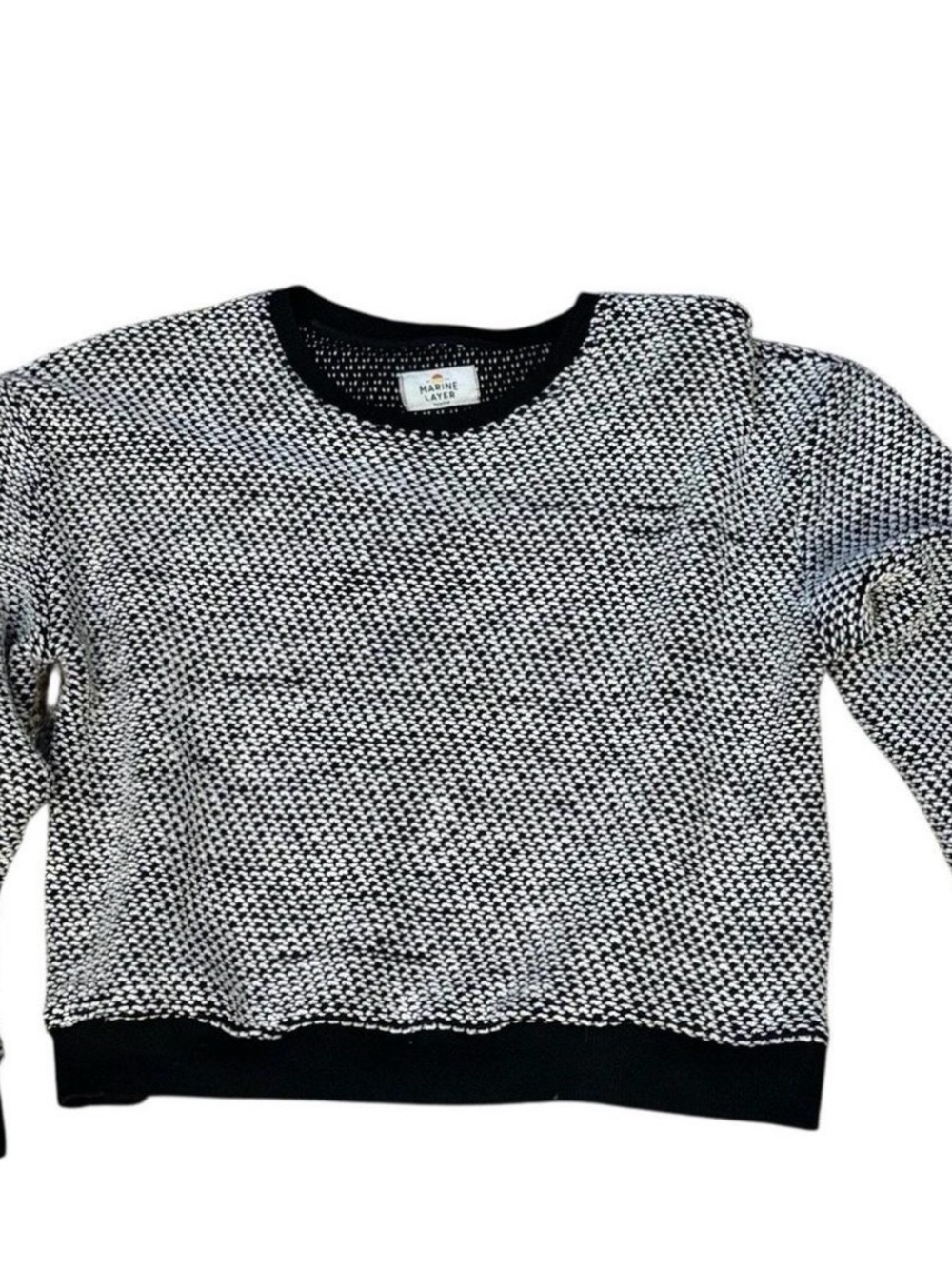 Marine Layer Delaney Black & White Knit Crew Sweater Size XL